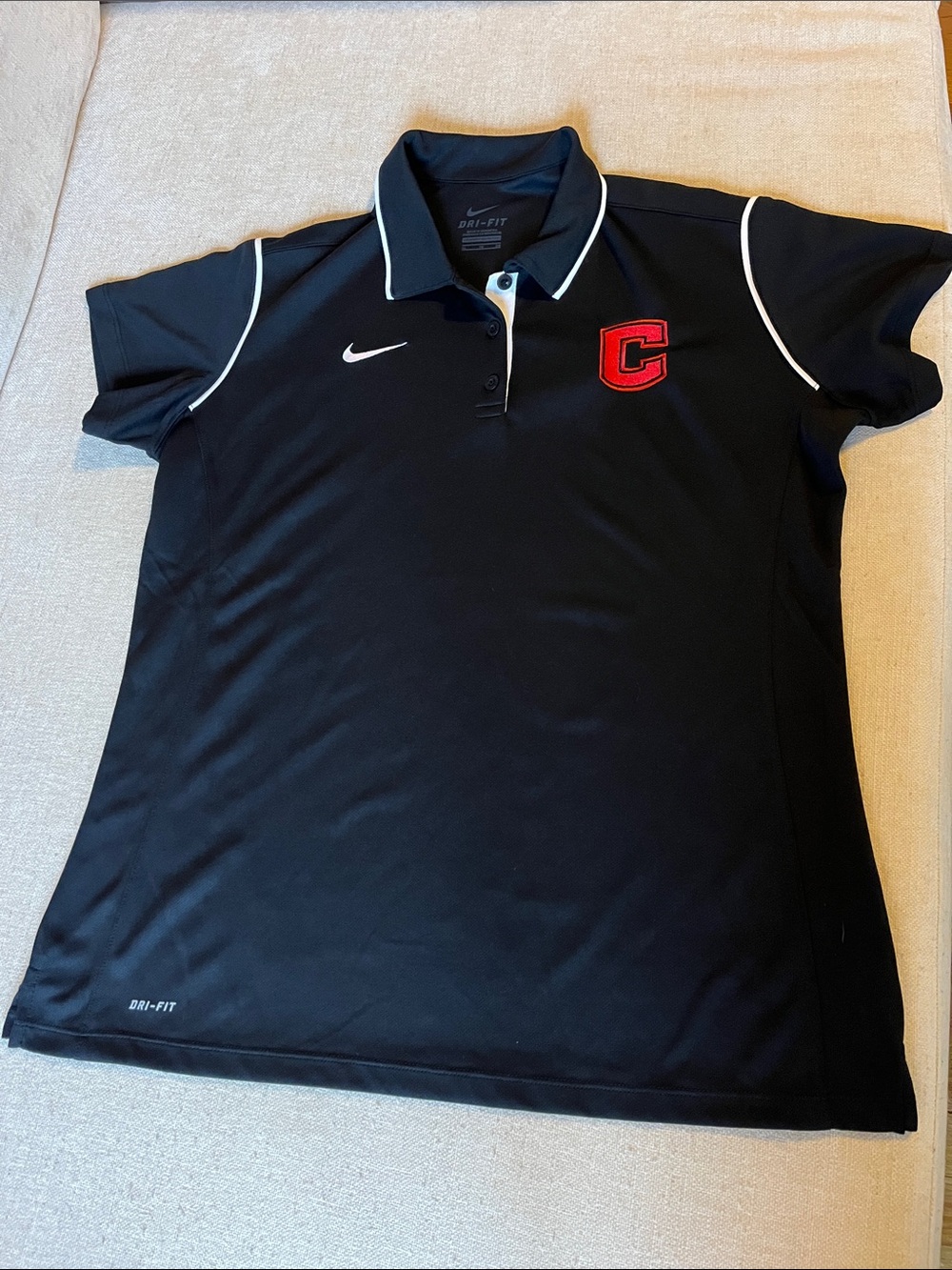 Nike Dir Fit Black Polo with White Trim and Red 'C' Patch